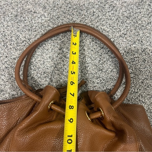 Michael Kors Astor Ring Large Tote Handbag Brown Pebbled Leather Gold Hardware - Picture 12 of 13